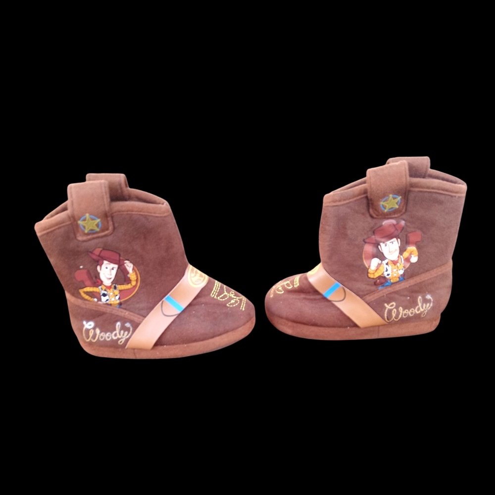 M4) Disney Toy Story Woody Toddler Boots Slippers Size 5-6 Brown Soft Costume